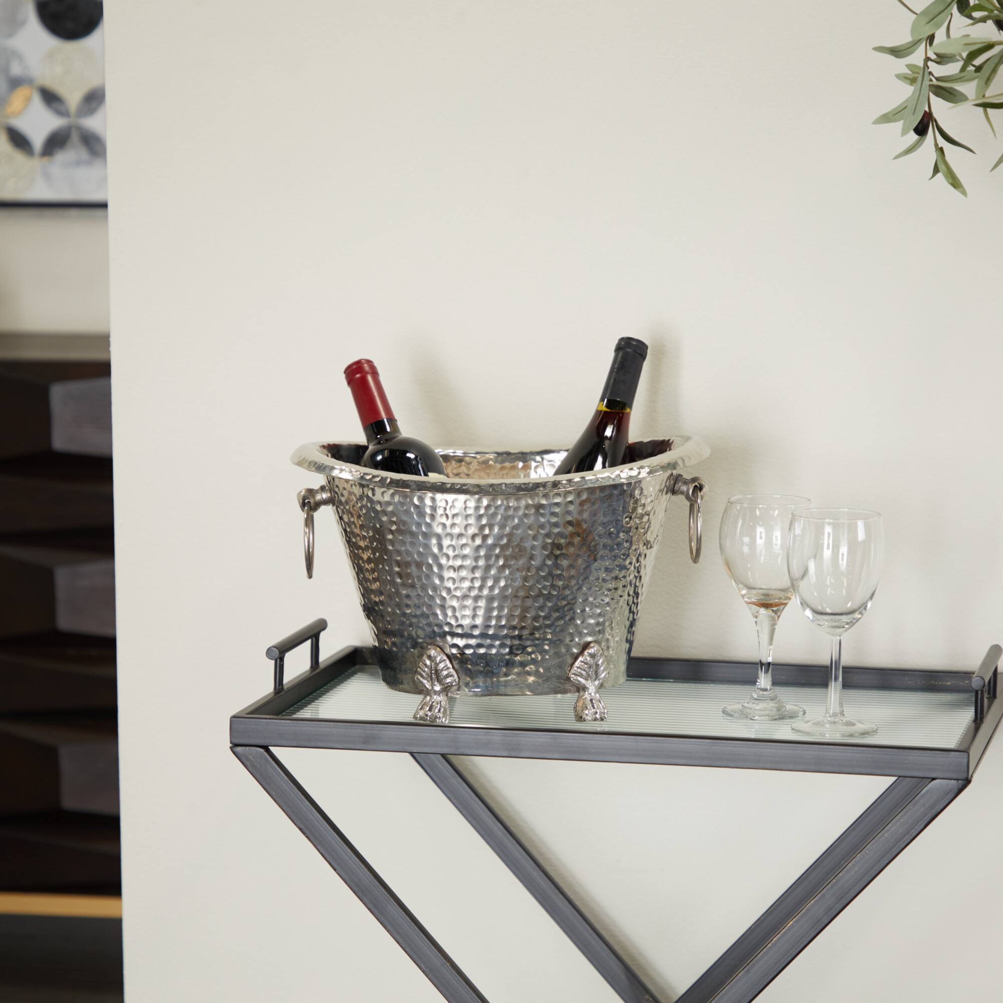 14" Silver Aluminum Traditional Wine Holder